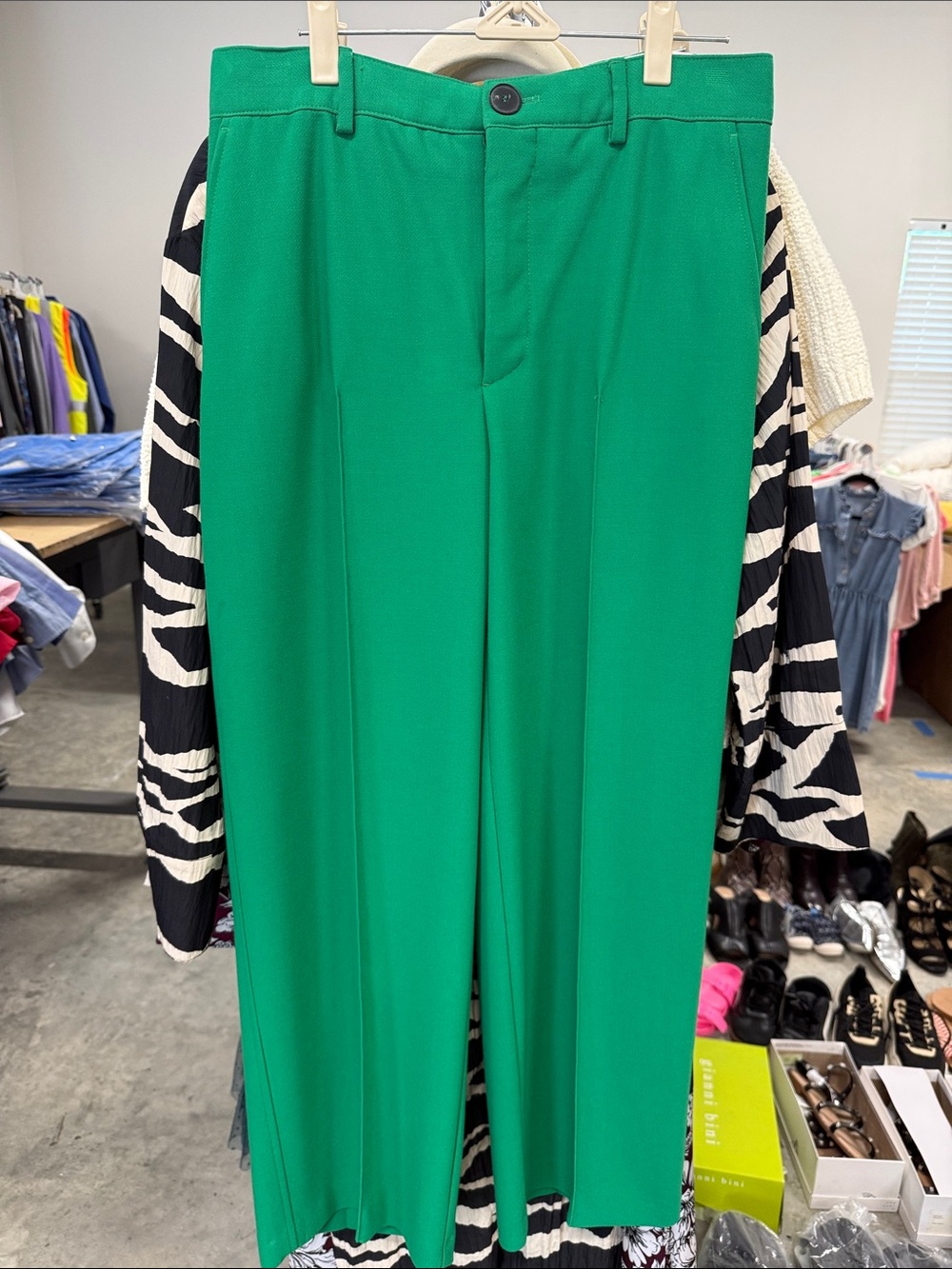 Zara Bright Green Wide-Leg Trousers